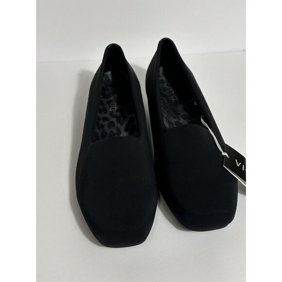 Vionic Powell Women 9 Black Fabric Comfort Shoes Flat Demi Wedge Square Toe NWT - Picture 1 of 10